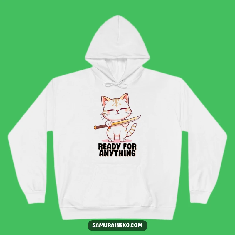 Funny Samurai Cat Sword Hoodie - Cozy Focused Warrior Gift Apparel