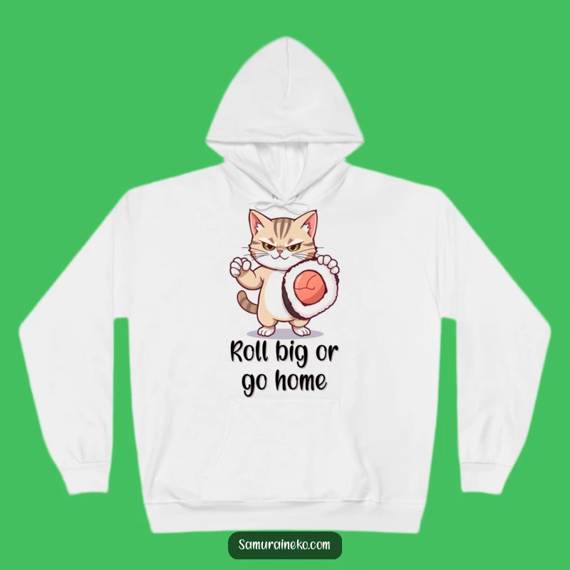 Cozy Funny Kitty Sushi Hoodie: Dramatic Cat Fan Gift for Warm & Humorous Days