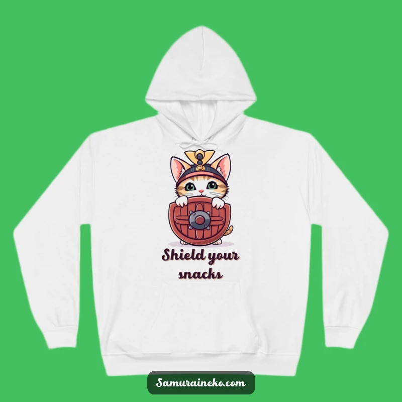 Cozy Funny Shy Samurai Kitten Hoodie: Warm Feline Protector for Gentle Hugs