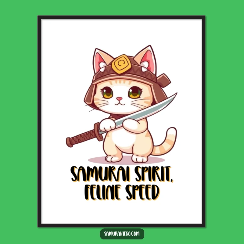 Free Printable Wall Art: Samurai Cat Warrior - Funny Downloadable Art for Home Decor