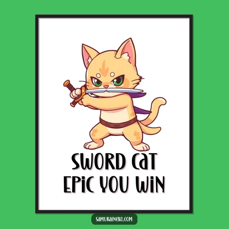 Free Printable Wall Art: Warrior Cat Action Pose Downloadable Decor