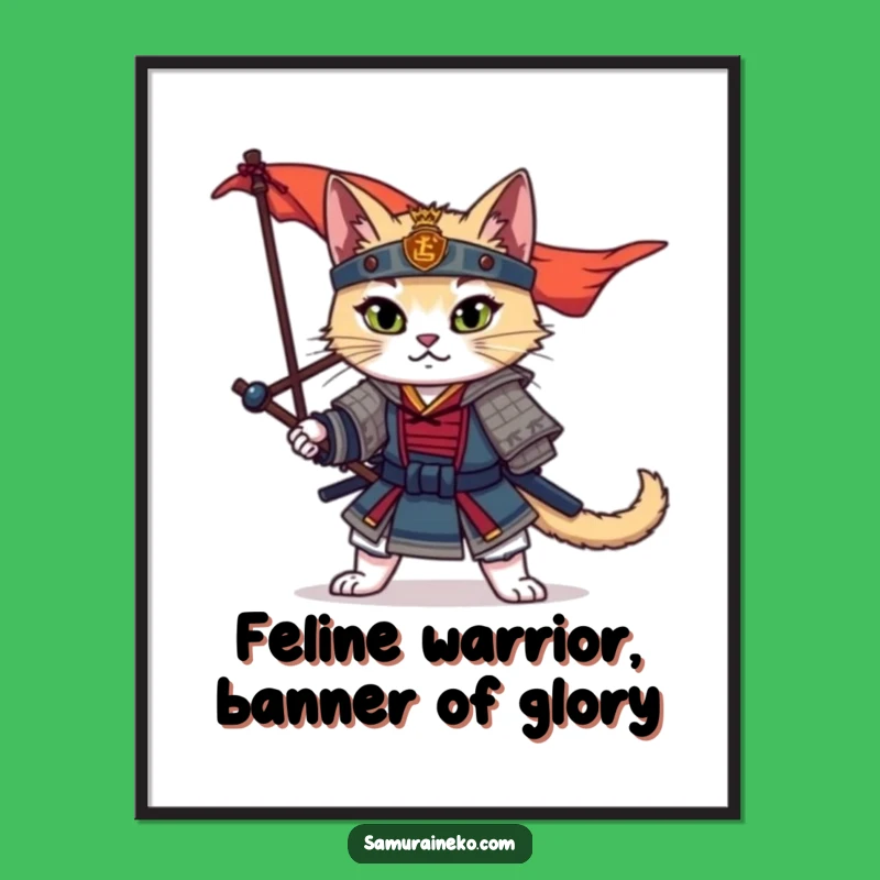 Funny Free Printable Samurai Cat Wall Art - Downloadable Art for Home Decor