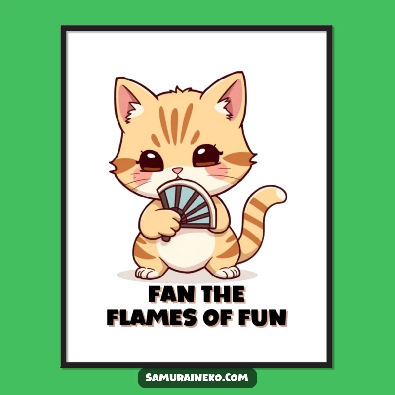 Funny Free Printable Wall Art: Cat Fan Duelist - Humorous Downloadable Art