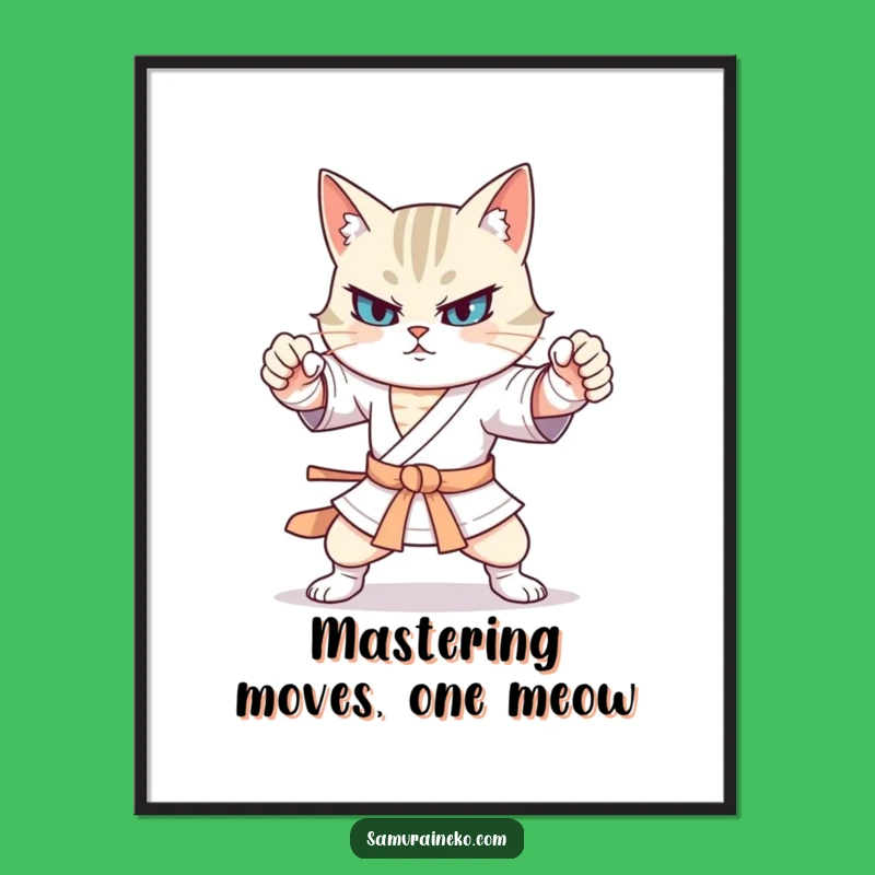 Funny Free Printable Wall Art: Cat Warrior Practice - Humorous Downloadable Art