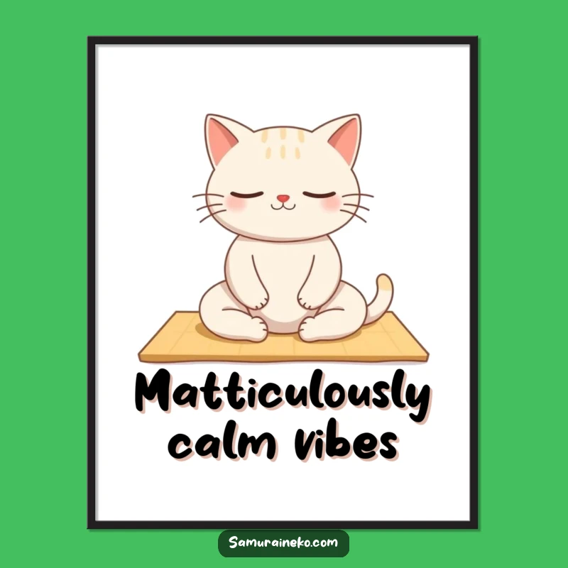 Free Printable Wall Art: Funny Zen Cat Meditating, Humorous Downloadable Decor