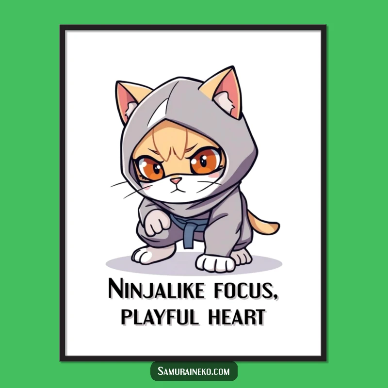 Free Printable Cat Ninja Wall Art: Funny Downloadable Decor For A Mysterious Vibe