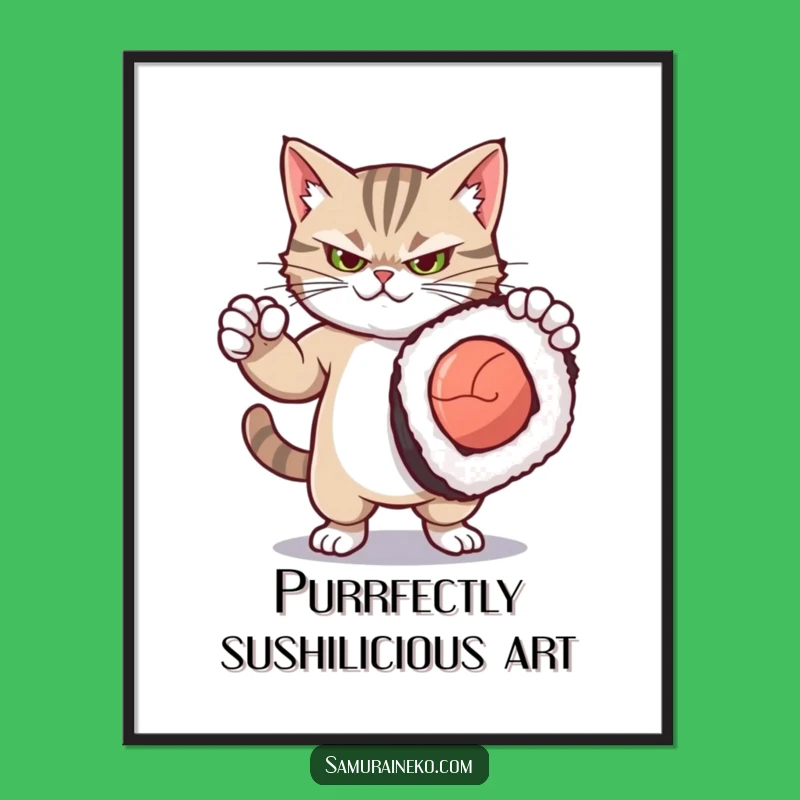 Funny Free Printable Wall Art: Fierce Kitty Sushi Masterpiece Download