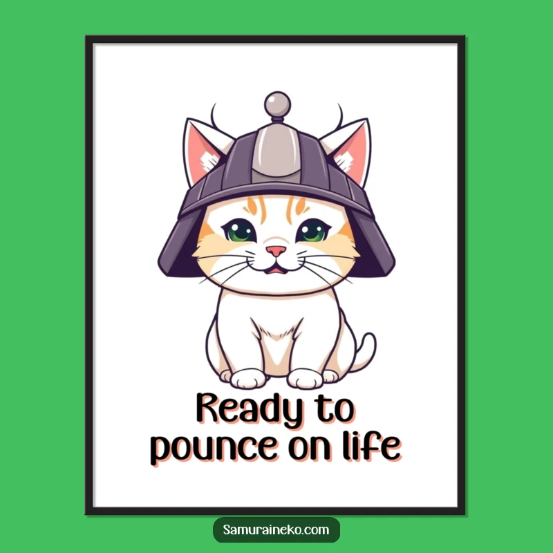 Free Printable Wall Art: Samurai Cat Warrior, Grinning Guard, Hilarious Downloadable Art Gift