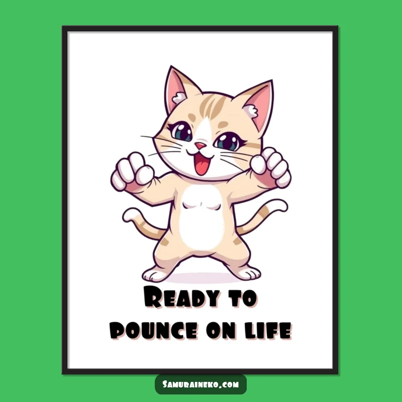 Free Printable Wall Art: Fighting Cat, Dynamic Funny Downloadable Decor
