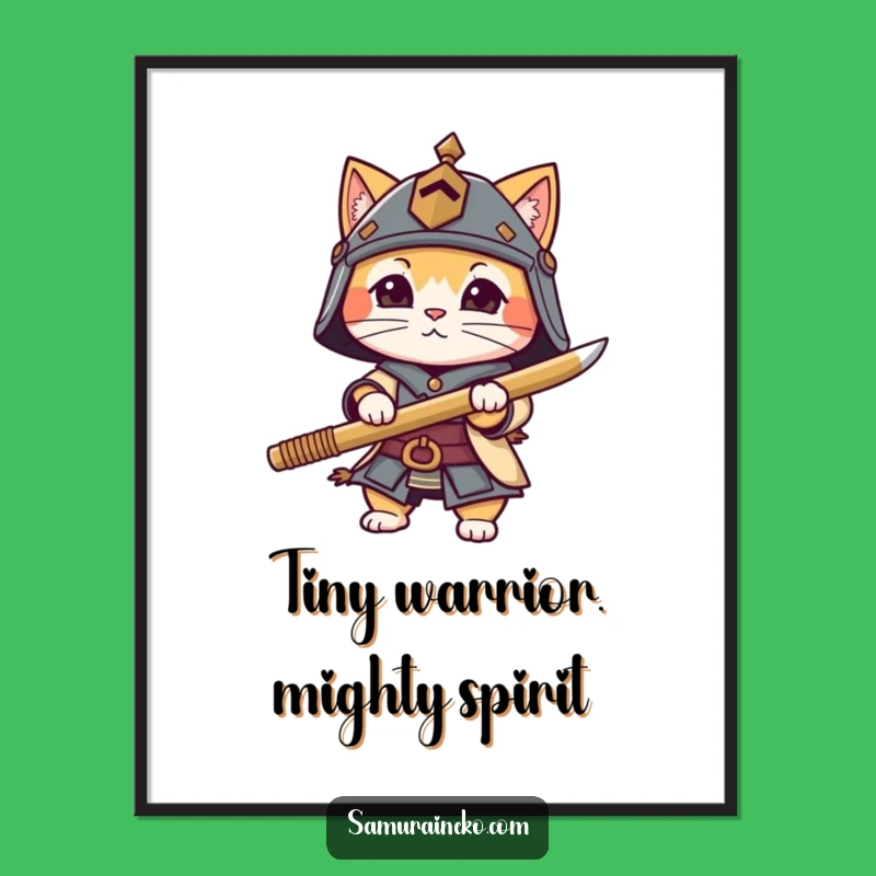 Free Printable Wall Art: Samurai Cat Warrior - Funny Downloadable Decor