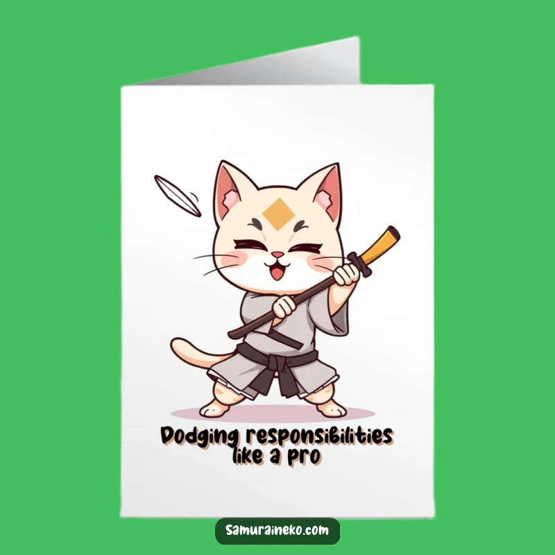 Free Printable Birthday Card: Glee Samurai Cat, Funny Downloadable Gift