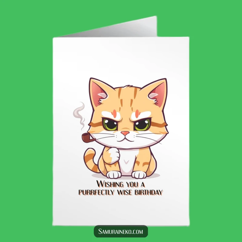 Free Printable Birthday Card: Sophisticated Cat with Pipe - Funny Downloadable Gift