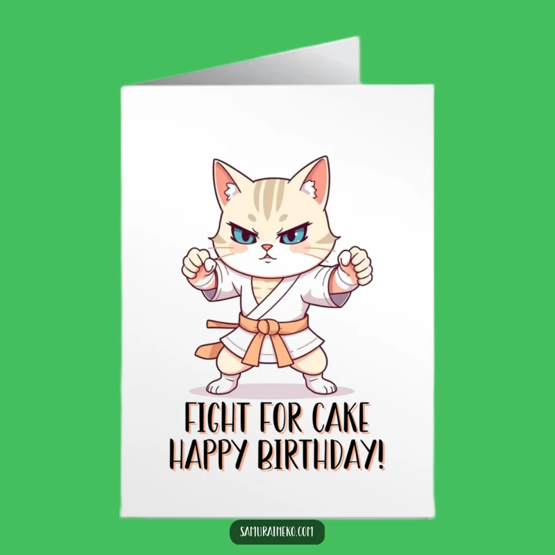 Free Printable Funny Birthday Card: Cat Warrior Antics - Hilarious Downloadable Gift