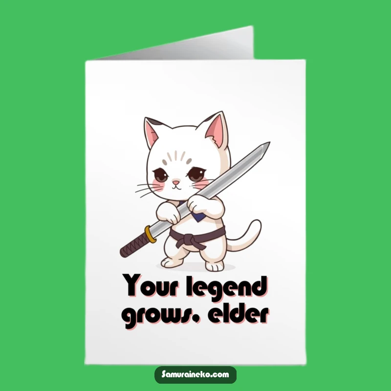 Funny Free Printable Birthday Card: Cat with Sword - Hilarious Downloadable Gift