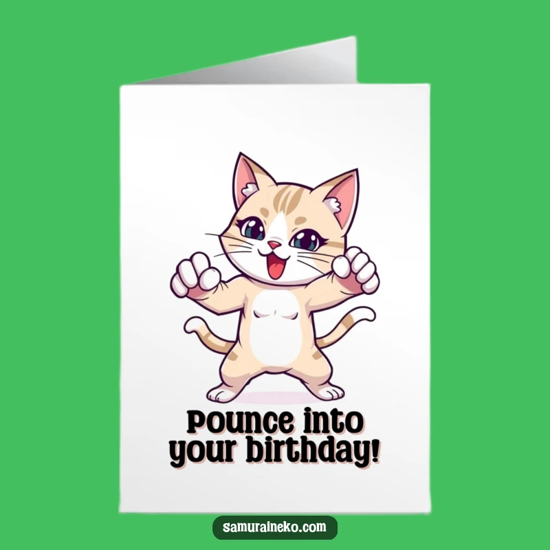 Free Printable Birthday Card: Fighting Cat, Energetic Funny Downloadable Gift