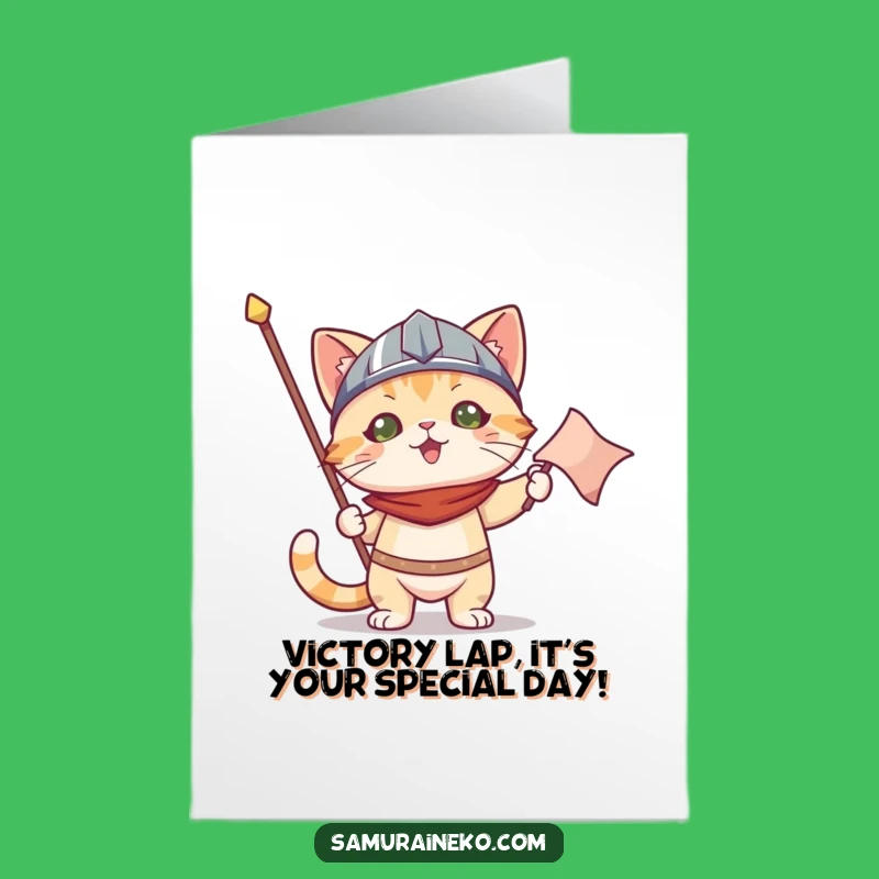 Free Printable Birthday Card: Victorious Cat Helmet Funny Downloadable Gift