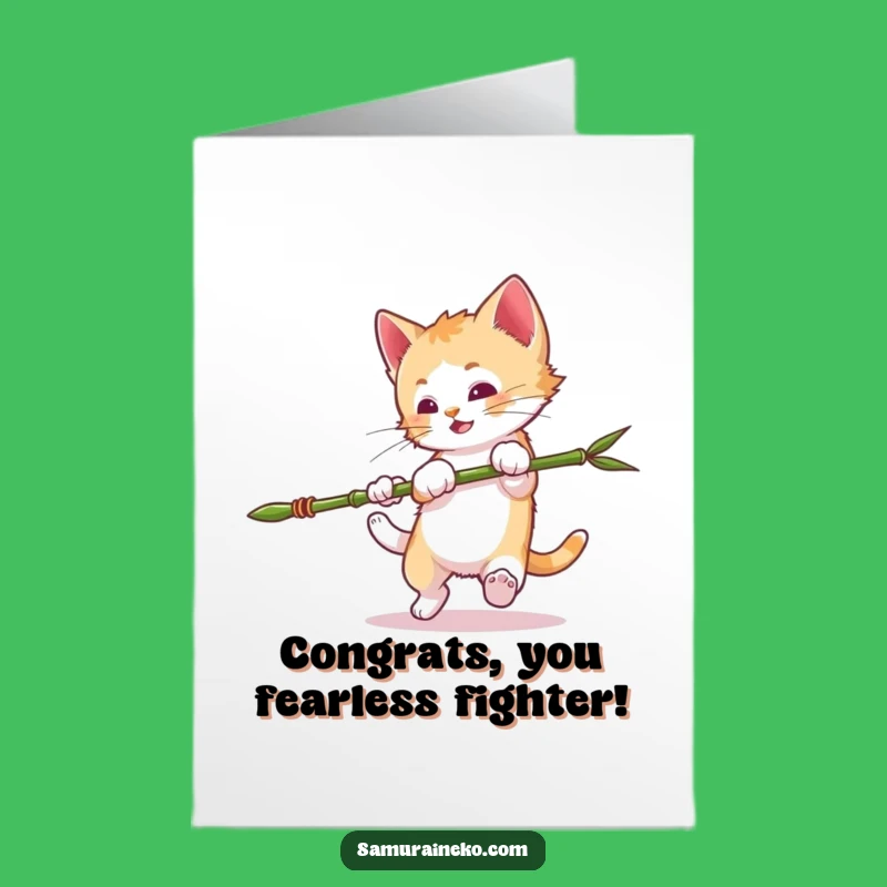 Free Printable Congrats Card: Kitten Spear Humorous Downloadable Gift