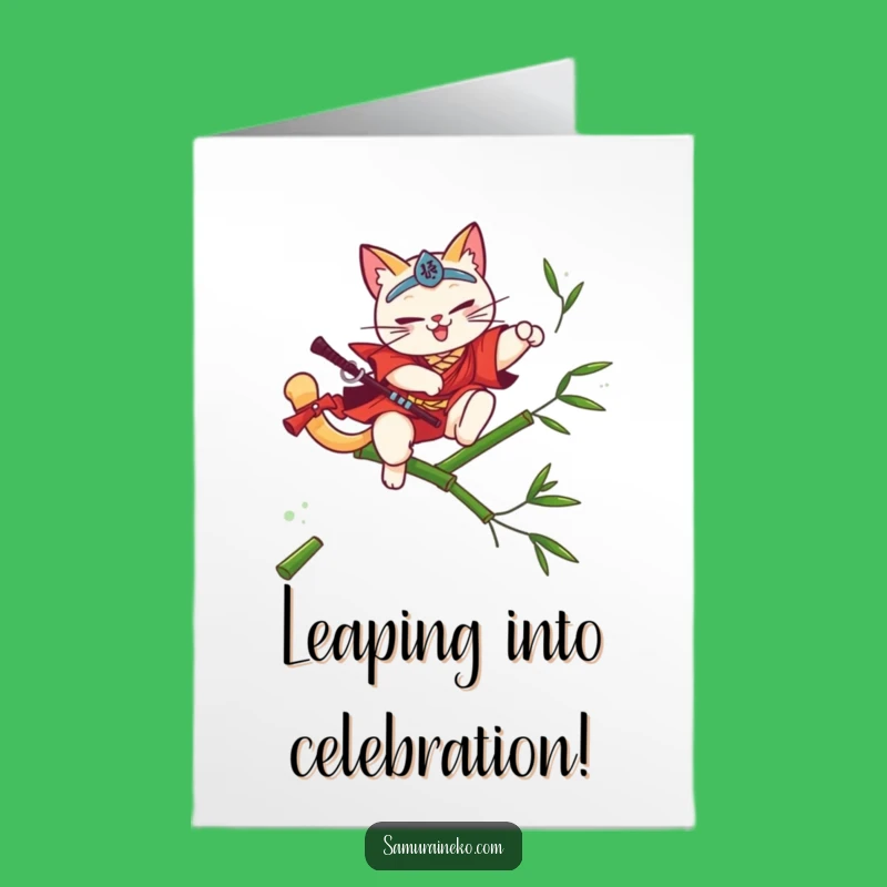 Free Printable Cat Samurai Congratulations Card: Funny Downloadable Gift For Elegant Triumphs
