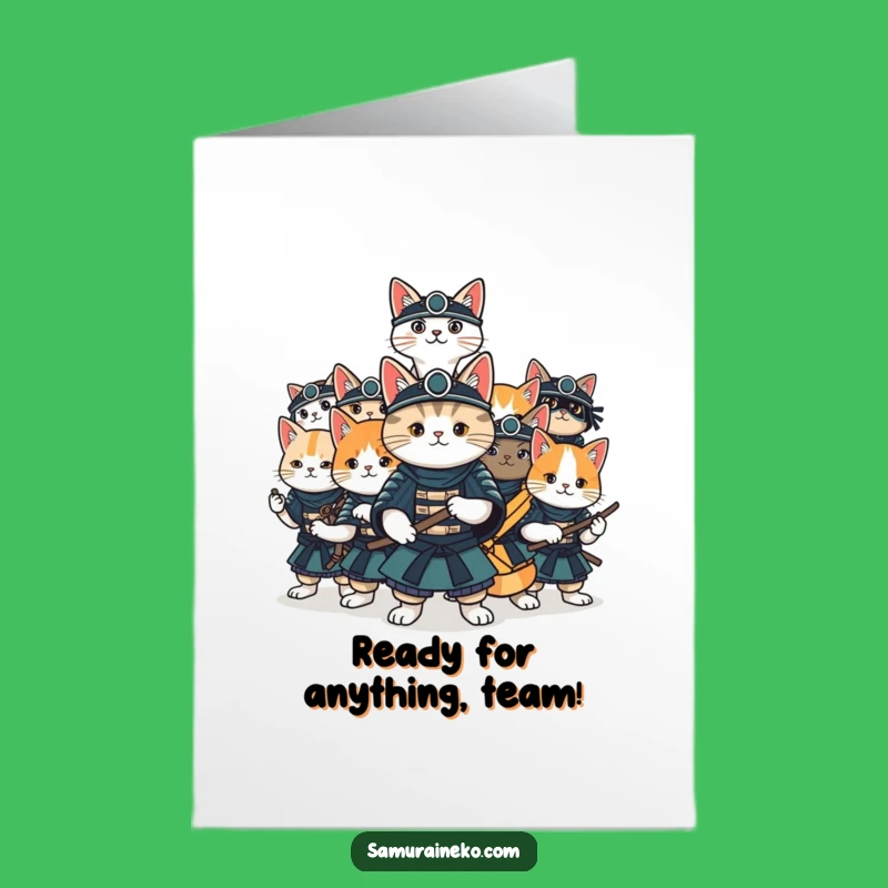 Free Printable Congrats Card: Cat Samurai Squad, Fun Downloadable