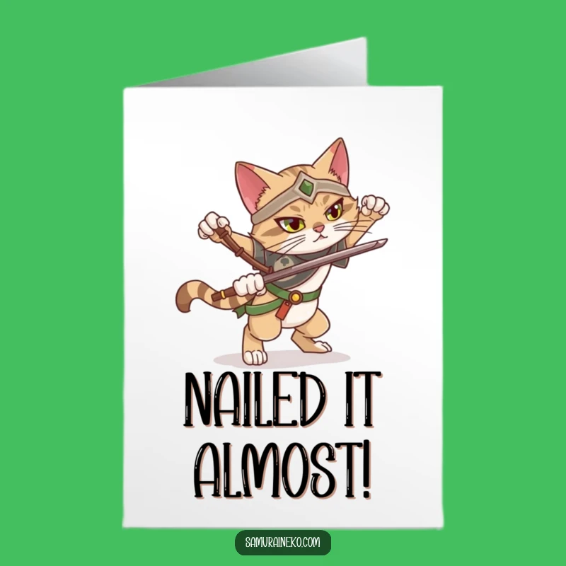 Free Printable Congrats Card: Dramatic Cat Pose, Near Fall, Downloadable Gift