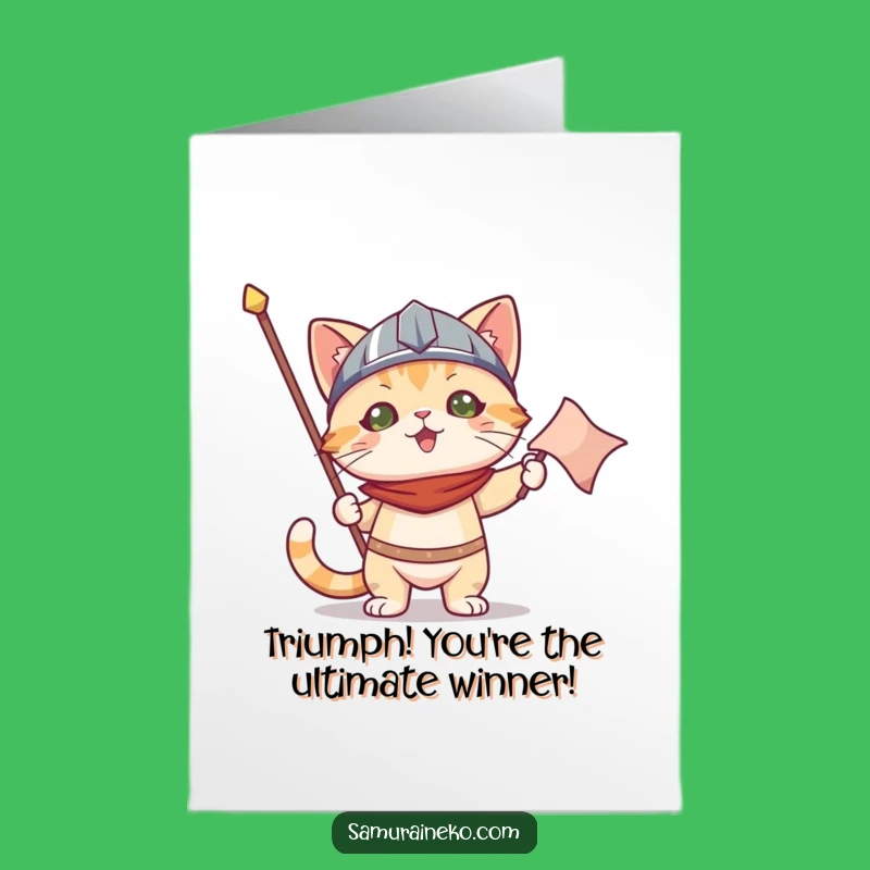Free Printable Congrats Card: Helmet Cat Victory Funny Downloadable