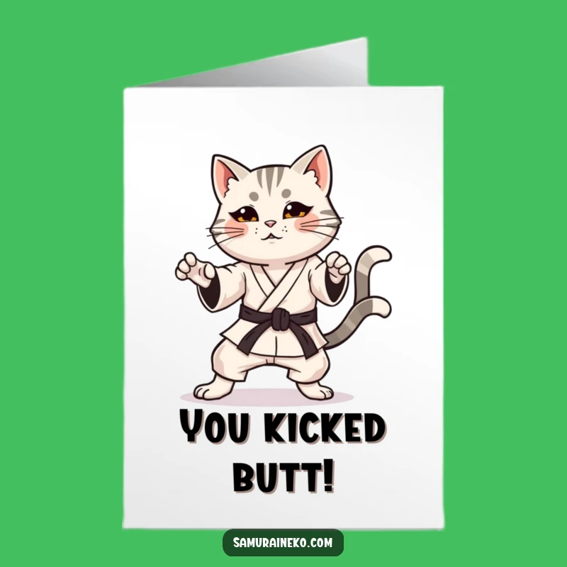 Free Printable Congrats Card: Karate Cat, DIY Downloadable for Triumphs