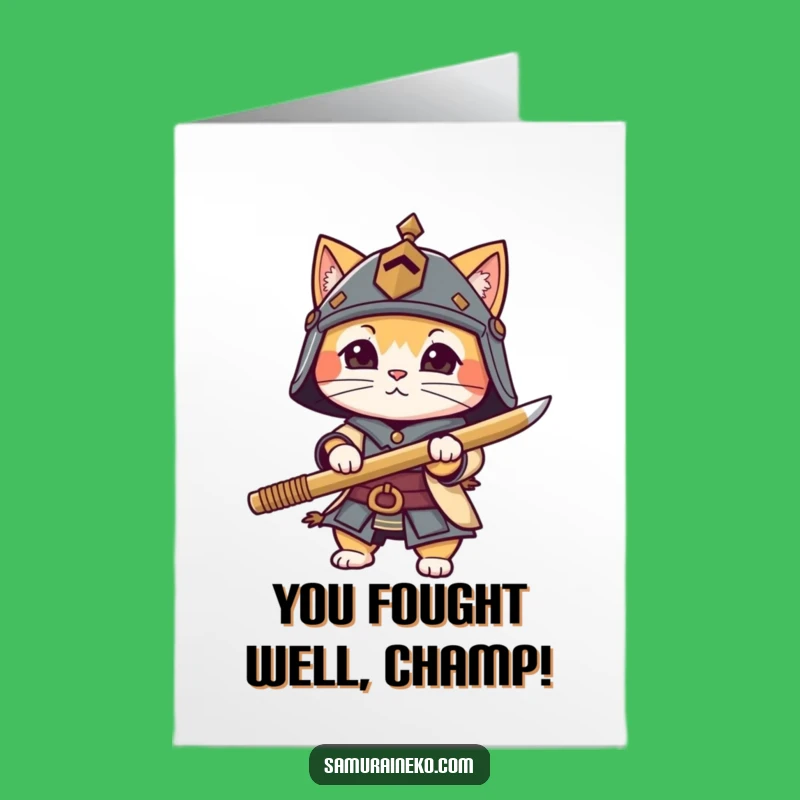 Free Printable Congrats Card: Samurai Cat Hero - Downloadable Celebration
