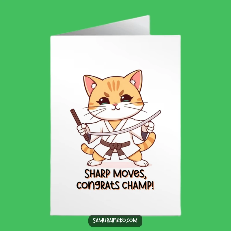 Free Printable Congrats Card: Focused Cat Mastery - Funny Downloadable Gift Greeting