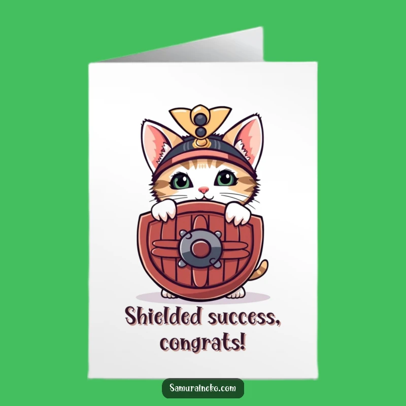 Free Printable Congrats Card: Shy Samurai Kitty Triumph Download