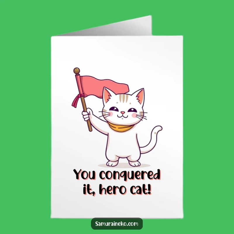 Free Printable Congrats Card: Hero Cat Banner for Your Big Win Downloadable Gift