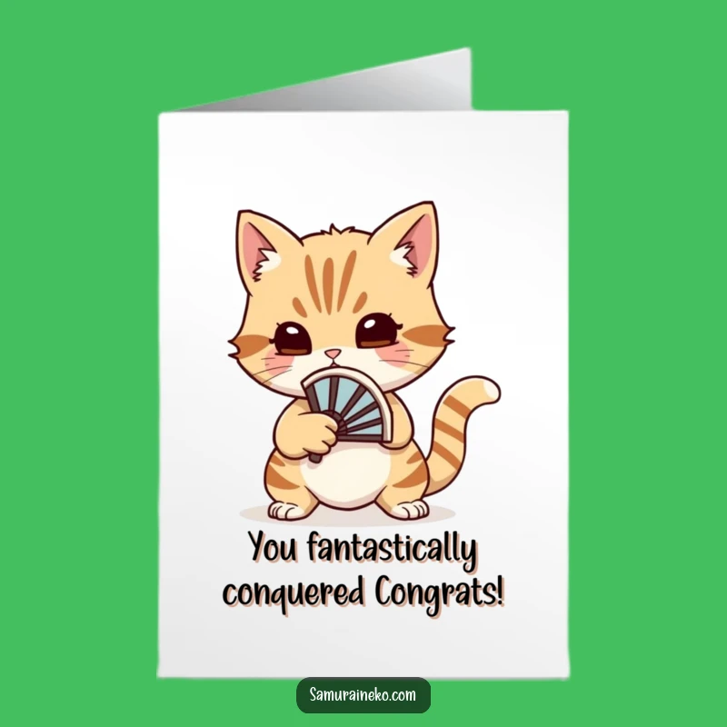 Free Printable Funny Congrats Card: Cat Fan Duel Victory - Downloadable Gift