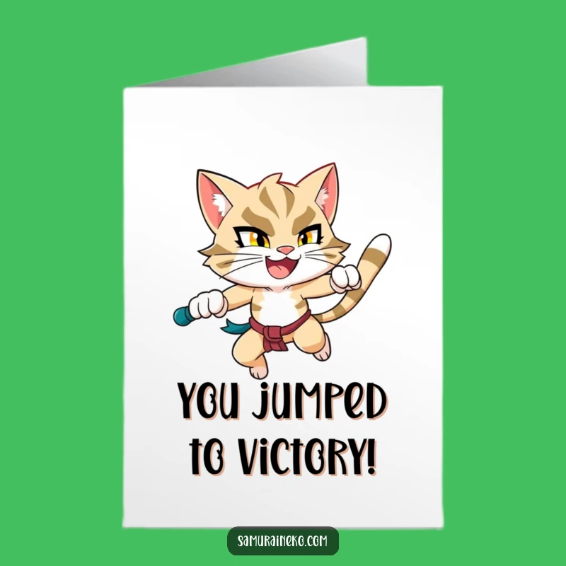 Triumphant Warrior Cat Free Printable Congrats Card - Exciting Downloadable Gift