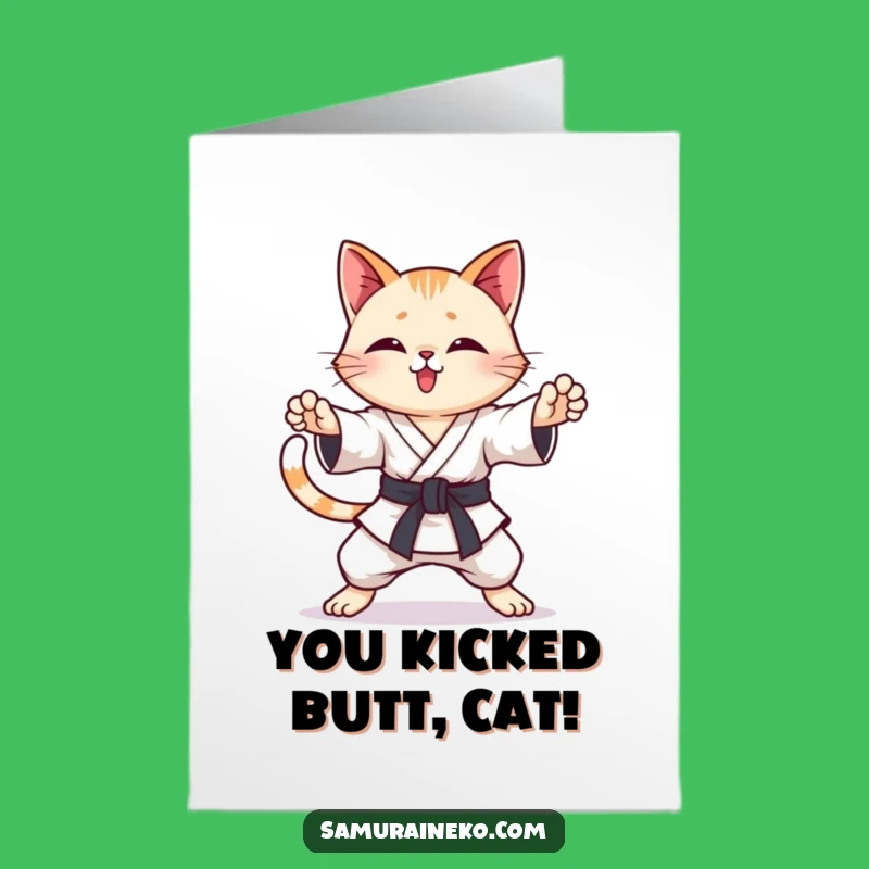 Awesome Karate Cat Free Printable Congrats Card - Fun Downloadable Gift