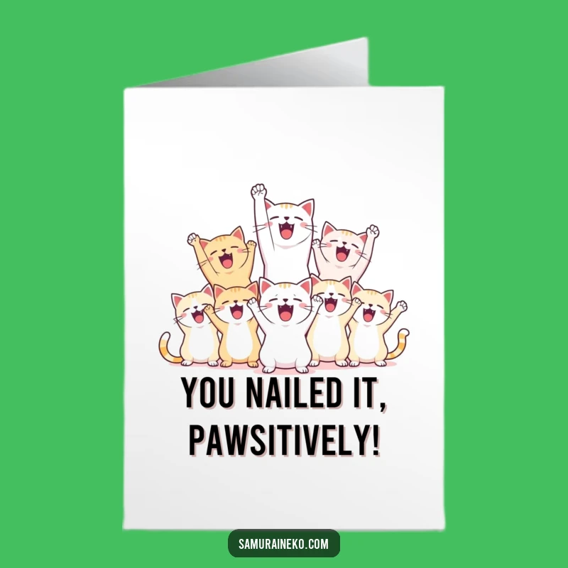 Free Printable Congrats Card: Cats Victory Celebration Downloadable Gift