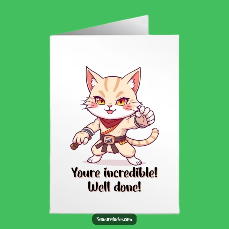 Free Printable Congrats Card: Majestic Cat Warrior - Funny Downloadable Achievement Gift!