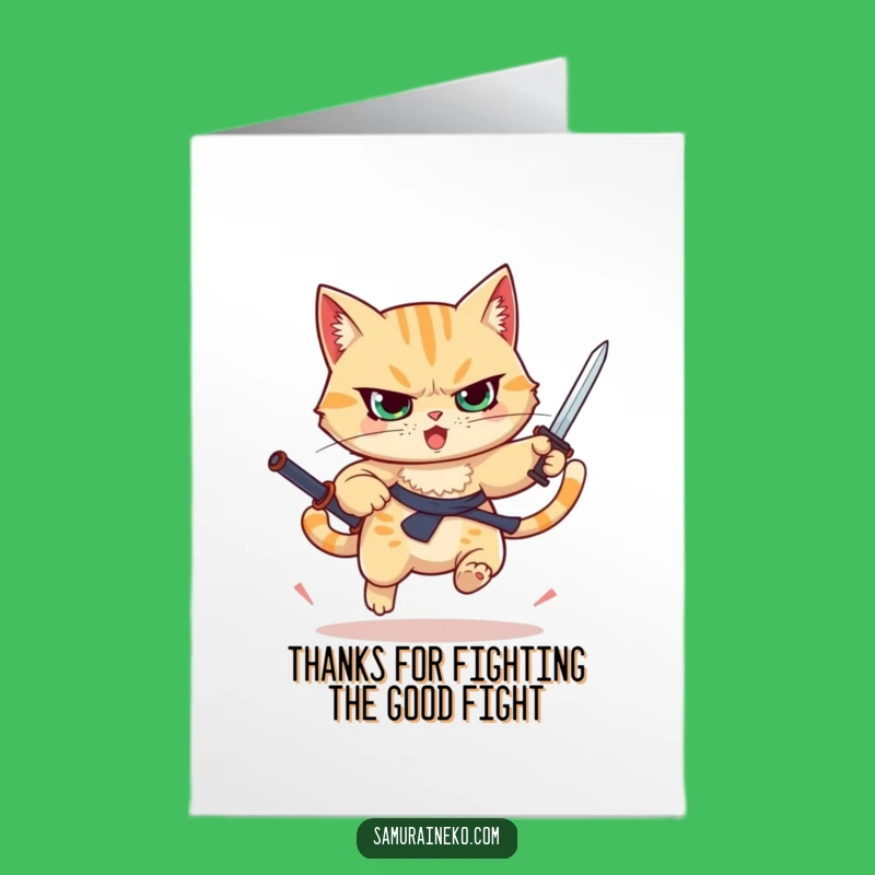 Brave Free Printable Cat Thank You Card: Sword Hero - DIY Gift!