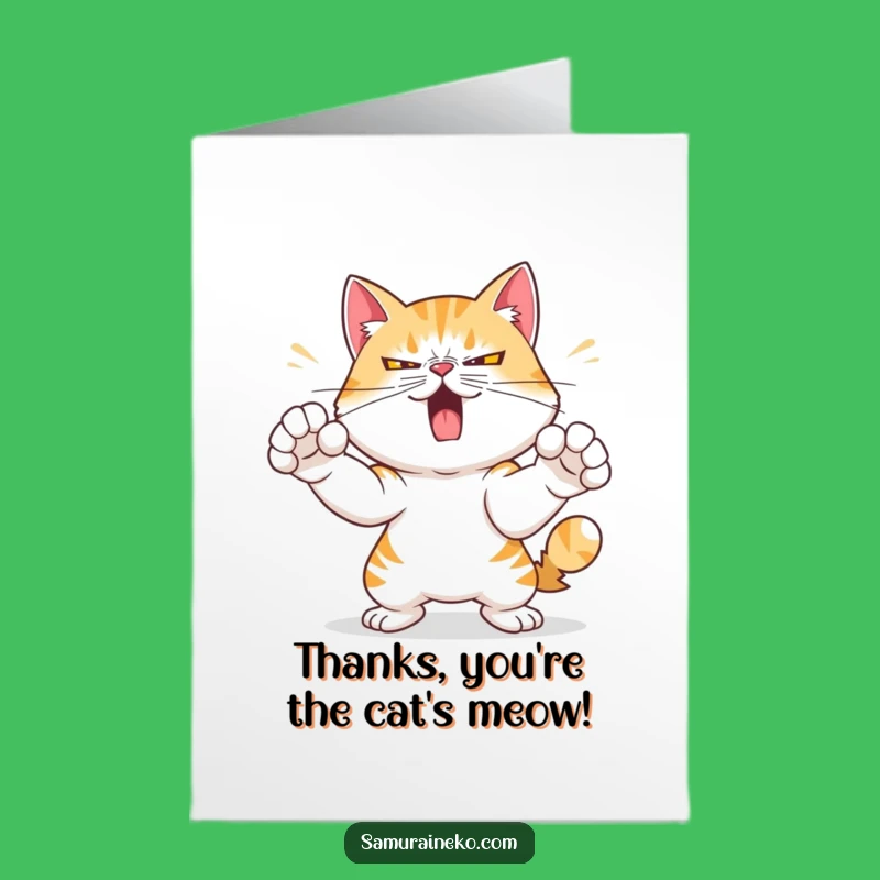 Free Printable Cat Card to Thank with a Fierce Paw
