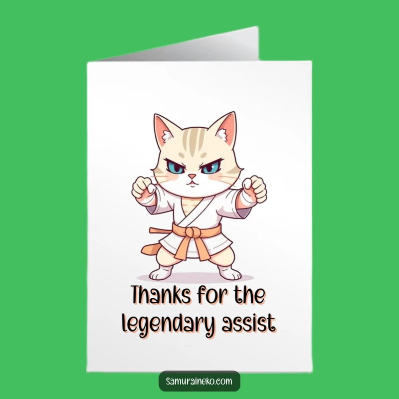 Free Printable Funny Thank You Card: Grateful Cat Warrior Pose - Downloadable Gift