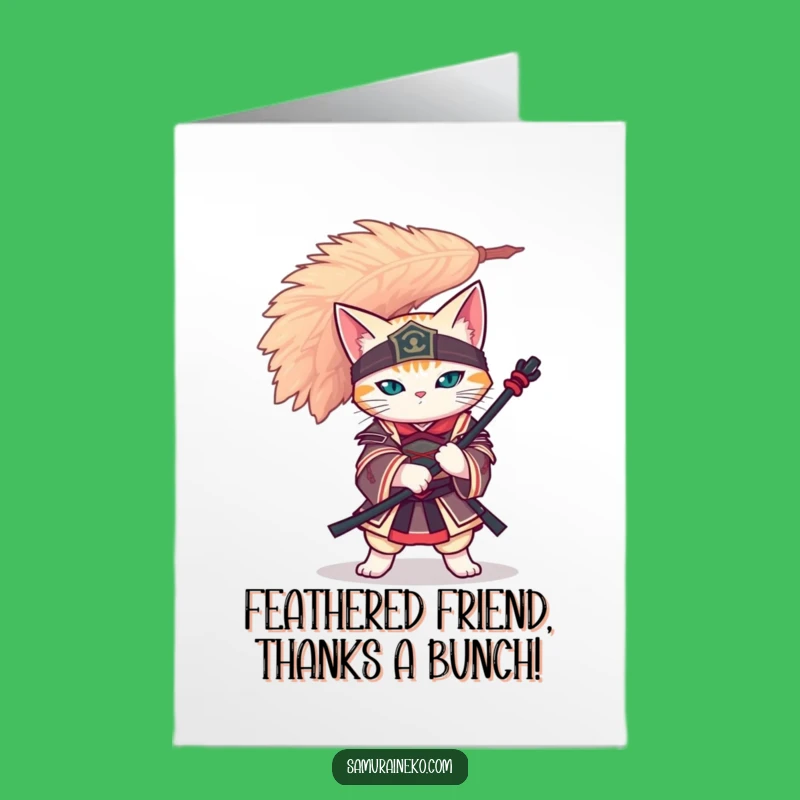 Free Printable Thank You Card: Feather Cat Thanks - Downloadable Humor