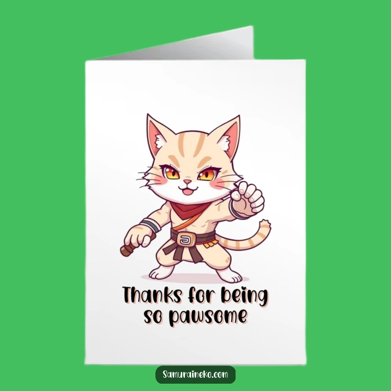 Free Printable Thank You Card: Fierce Cat Warrior - Funny Downloadable Appreciation Gift!