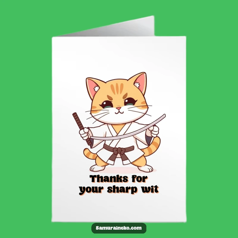 Free Printable Thank You Card: Focused Cat Stance - Funny Downloadable Gift Greeting