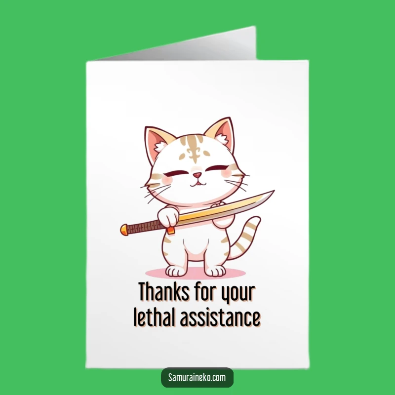 Free Printable Thank You Card: Grateful Cat Samurai Serves Up Thanks!