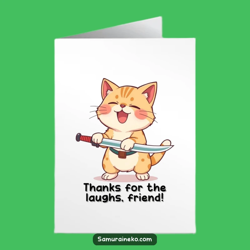 Free Printable Thank You Card: Laughing Cat Thanks - Easy Print!