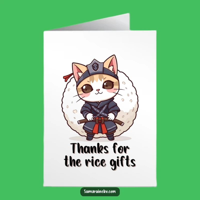 Free Printable Thank You Card: Rice Ball Cat, Funny Downloadable