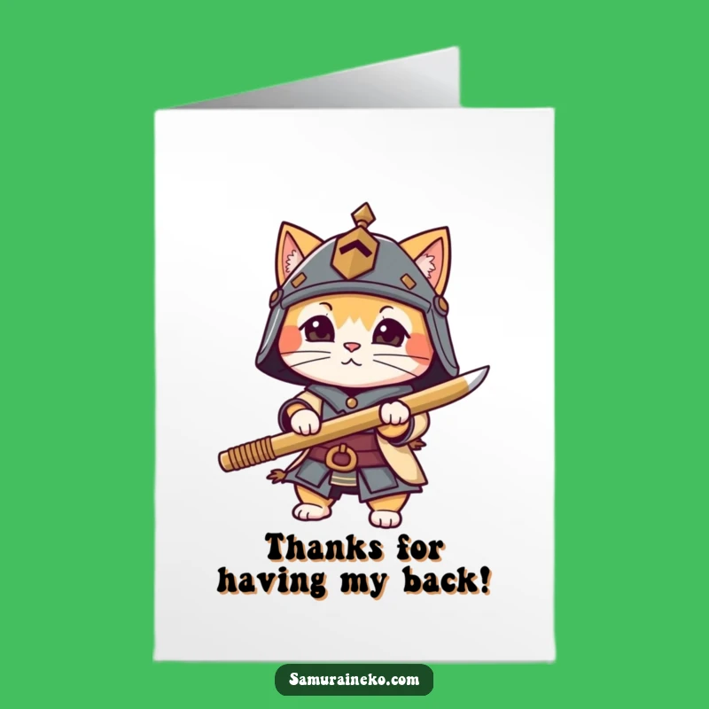 Free Printable Thank You Card: Samurai Cat Gratitude - Downloadable Humor