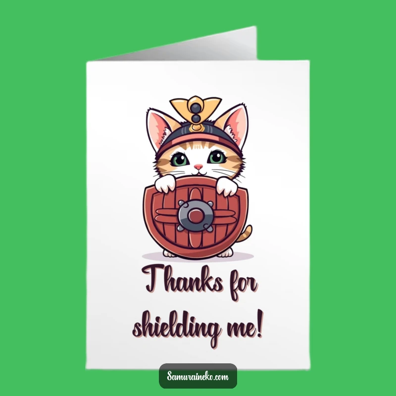 Hilarious Free Printable Thank You Card: Shy Samurai Kitty Thanks