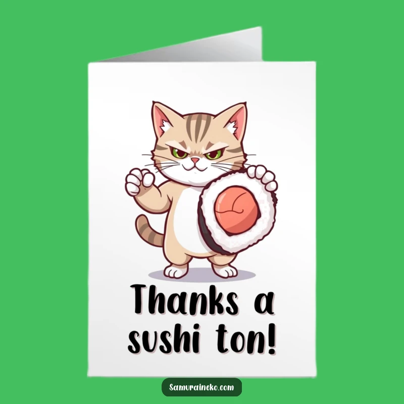 Hilarious Free Printable Thank You Card: Kitty Sushi Appreciation