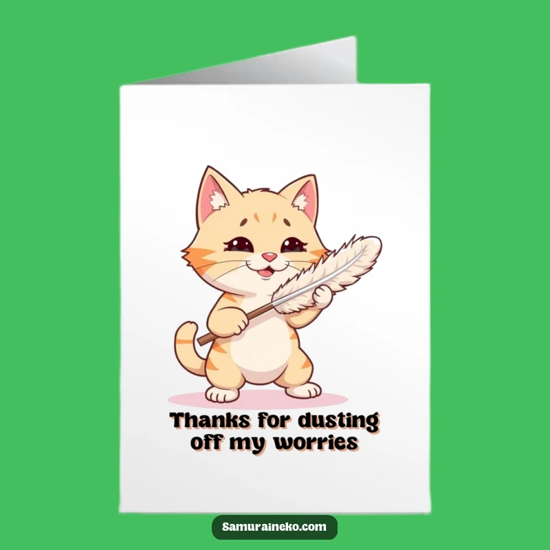 Free Printable Thank You Card: Cat Duster Antics Funny Gift Downloadable Art