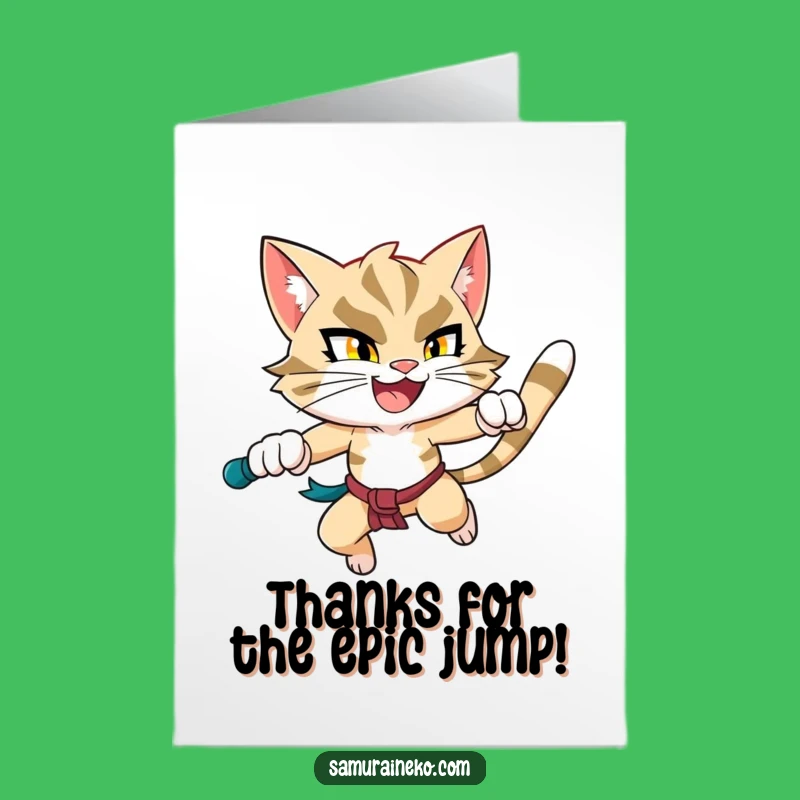 Energetic Warrior Cat Free Printable Thank You Card - Gratitude Downloadable Gift