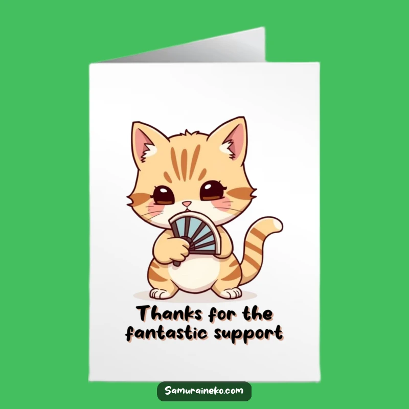Free Printable Funny Thank You Card: Grateful Cat Fan Duelist - Downloadable Gift